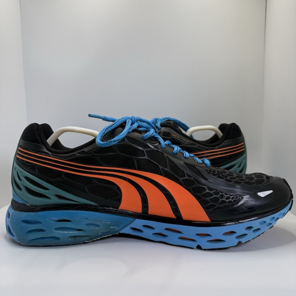 Puma Bioweb Elite Orhtolite Men's 11 Black‎ Blue Orange Running Shoes 186437-07 - Picture 2 of 11